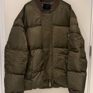 AllSaints Olive Quilted Puffer Jacket